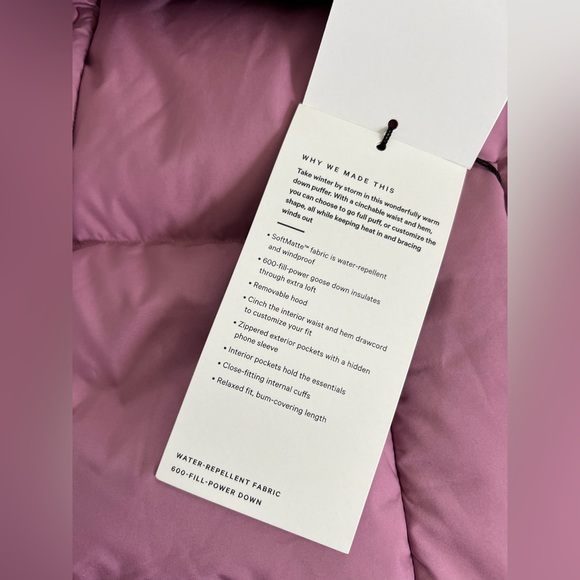 NWT Lululemon Wunder Puff Jacket velvet Dust - Picture 6 of 13